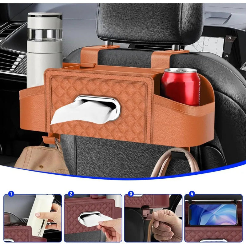 Multifunctional Car Seat Back Organizer Headrest Storage Box