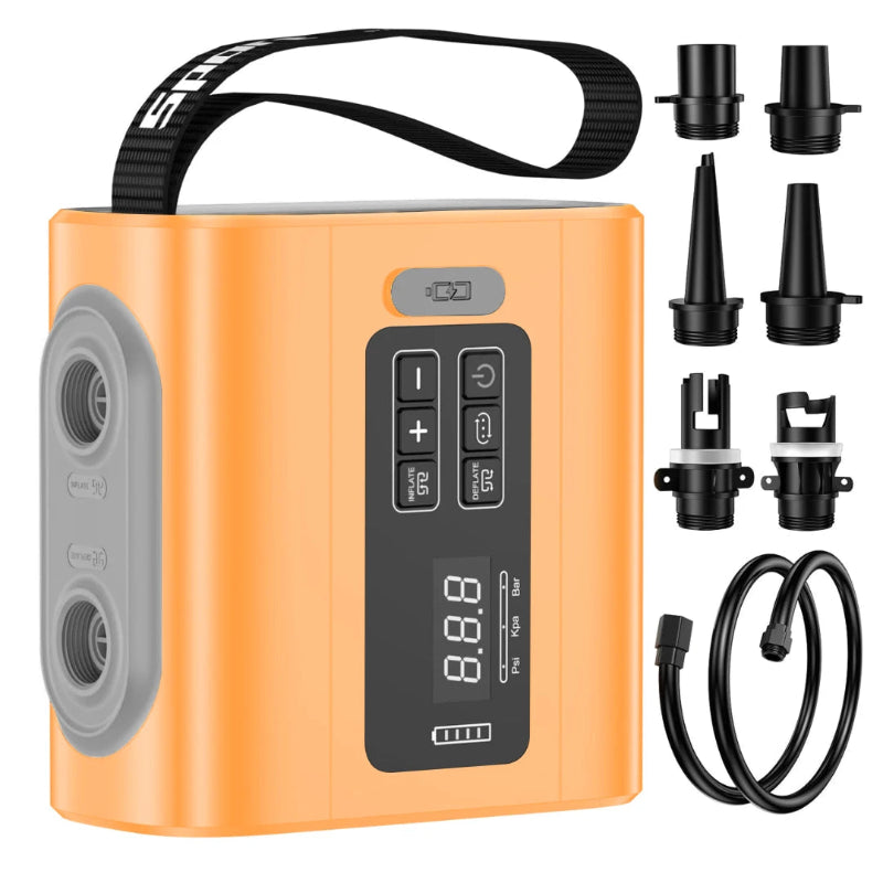 WESTTUNE Rechargeable Portable Electric Air Pump with Inflation, Deflation, LED Display and Nozzle Set