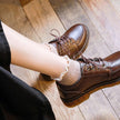 Lace-Up Oxford Style Casual Shoes – Round Toe Chunky Sole Shoes in Black & Brown