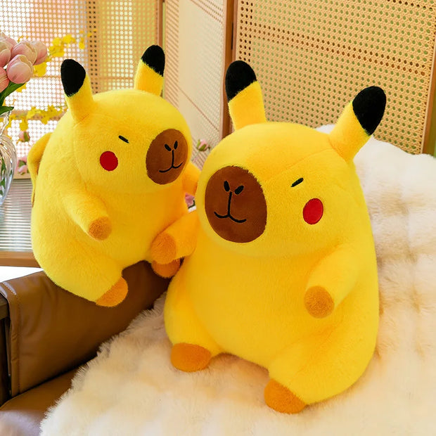 Pikachu Capybara Plush Toy – Yellow Soft Stuffed Pillow, 30, 38 & 50 cm