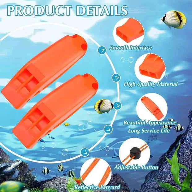 1PC Orange Emergency Safety Whistle with Reflective Lanyard for Camping, Hiking, Kayaking and Fishing