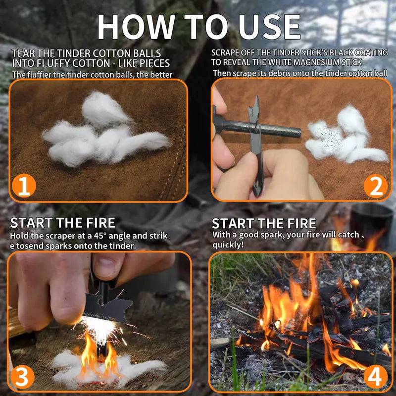 Portable Mini Fire Starter Tinder Rolls for Outdoor Camping and Survival