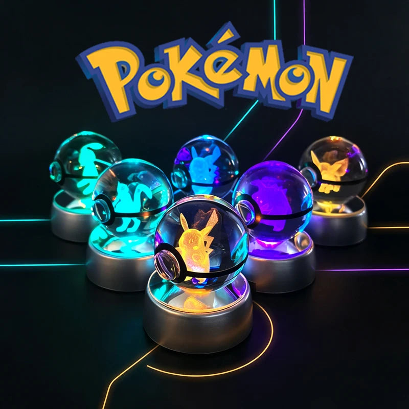 3D Pokémon Crystal Ball 5cm with Multicolor LED Base