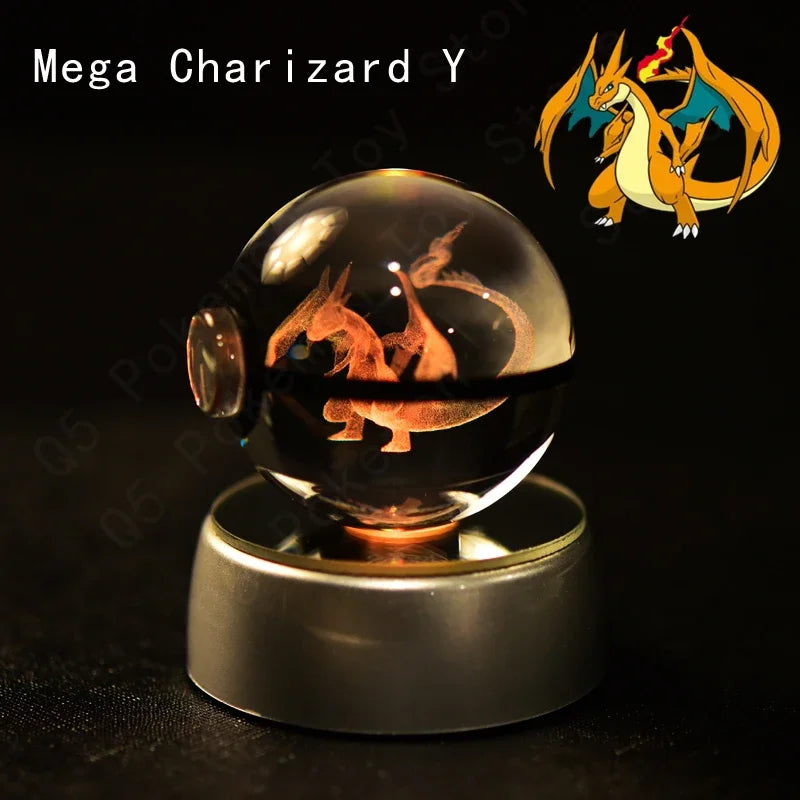 3D Pokémon Crystal Ball 5cm with Multicolor LED Base