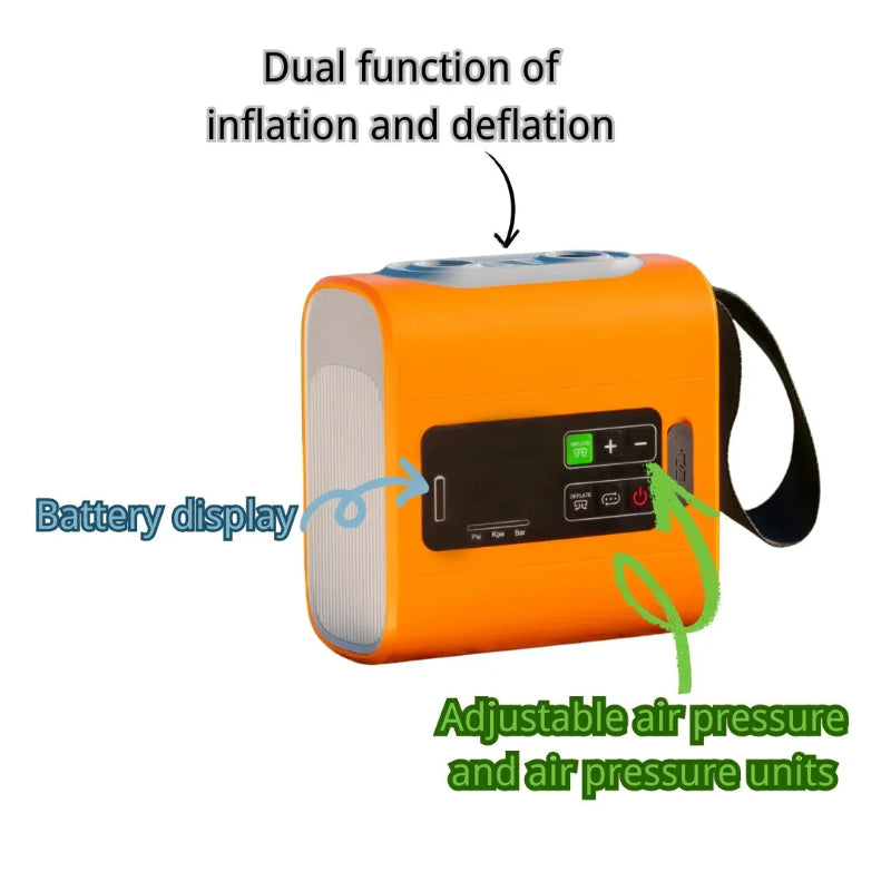 WESTTUNE Rechargeable Portable Electric Air Pump with Inflation, Deflation, LED Display and Nozzle Set