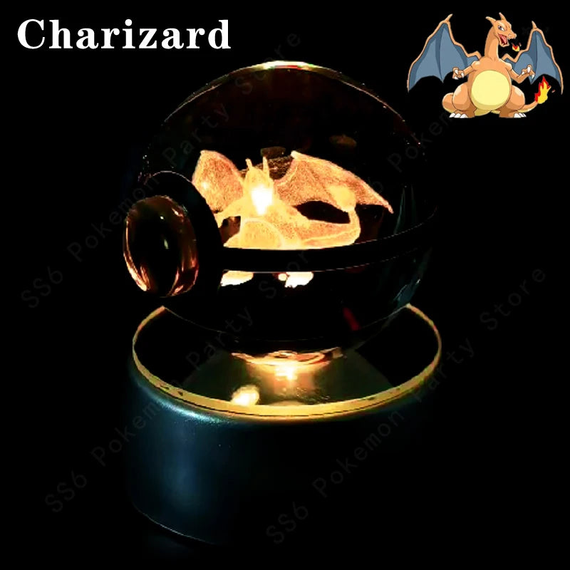 Pokémon 3D Crystal Ball LED Night Light with Color-Changing Base