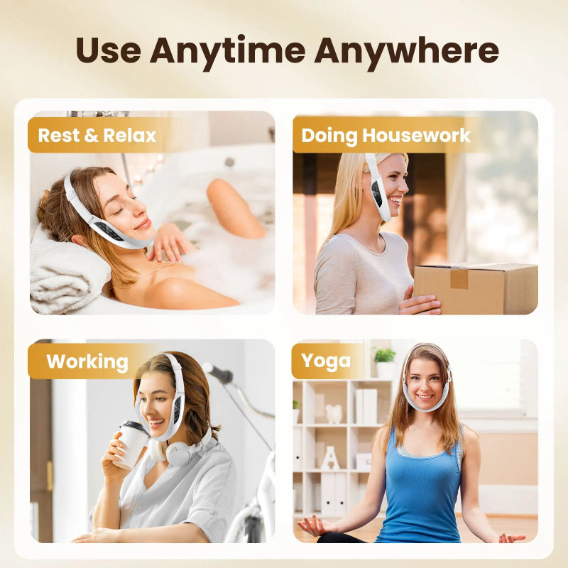 V-FACE 6-Mode EMS Facial Massager – USB Rechargeable Face Contouring Device with Adjustable Headband