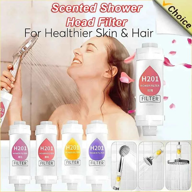 H201 Scented Shower Head Filter – Inline Bathroom Water Filter for Handheld, Fixed & Rainfall Showers