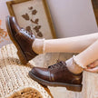 Lace-Up Oxford Style Casual Shoes – Round Toe Chunky Sole Shoes in Black & Brown