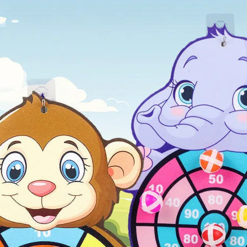 Montessori Cartoon Animal Dart Board Sticky Ball Game for Kids 2-4 Years Educational Interactive Toy Baby Family Indoor Activity