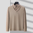 Men's Long Sleeve Polo Shirt with Two Piece Design for Casual Business Style
