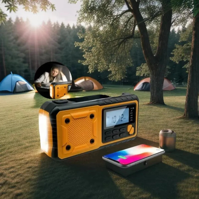 Sayin Solar Hand Crank Emergency Radio – 5000mAh Power Bank, DAB+/FM, Bluetooth & LED Flashlight