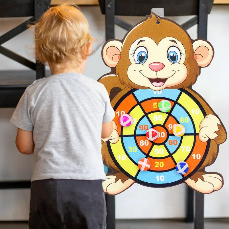 Montessori Cartoon Animal Dart Board Sticky Ball Game for Kids 2-4 Years Educational Interactive Toy Baby Family Indoor Activity