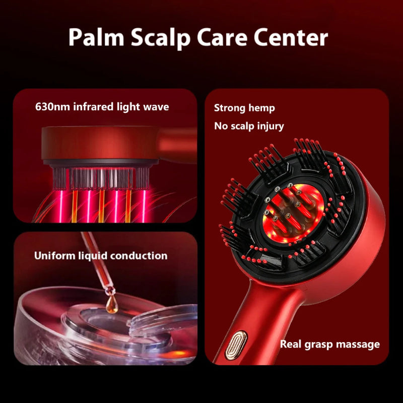 Electric Scalp Massage Comb with Light Therapy & Oil Applicator