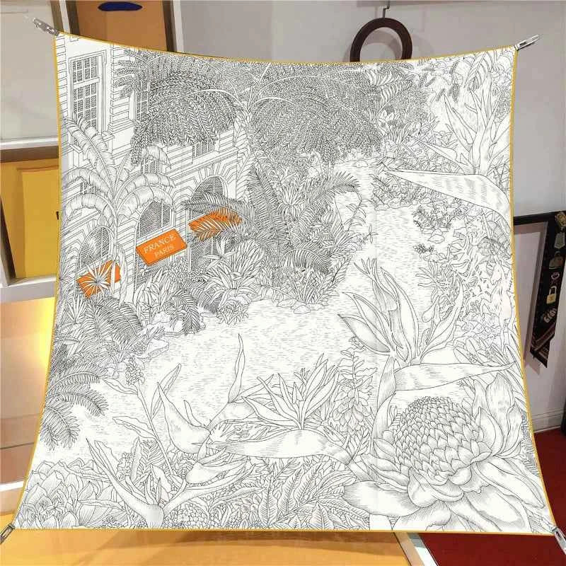 NEW Hawaii 90*90CM Twill Scarf Shawls Summer Fashion Brand Beach Sunscreen Silk Scarves Print Square Headband Bandannas