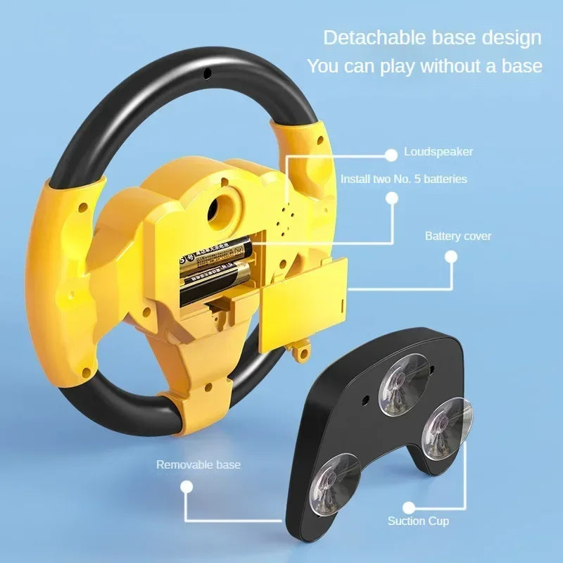 Infant Simulation Steering Wheel Toy with Light Sound Effects Kids Early Education Driving Toy for Stroller Car Play
