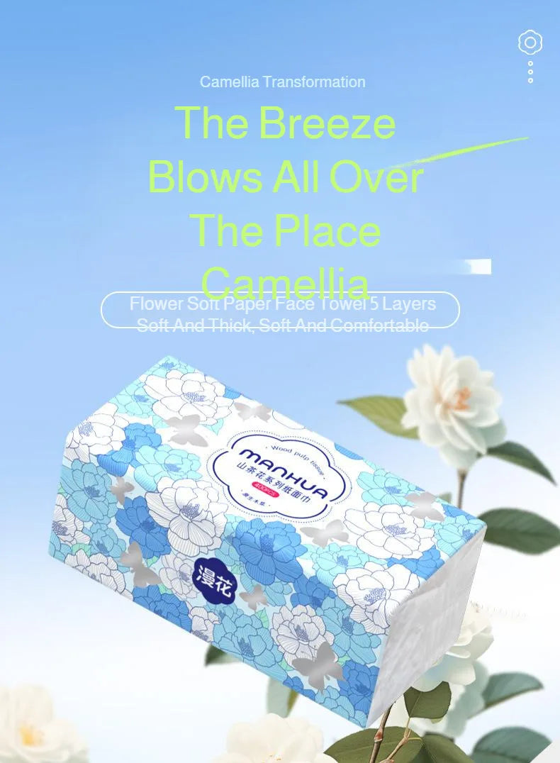 Manhua Household Tissue Paper 20 Packs Bulk 400 Sheets Each Thickened Soft Disposable Napkins for Home Daily Cleaning Face Towel