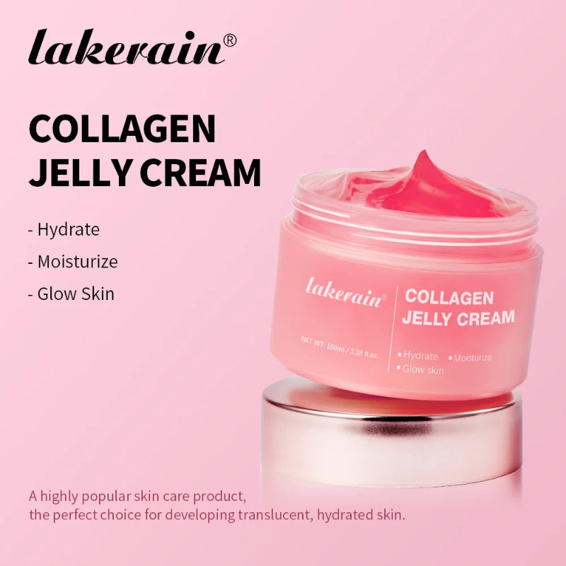 lakerain Collagen Jelly Cream 100ml – Hydrolyzed Collagen & Niacinamide Moisturizer for Face, Neck & Hands