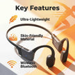 2026 New Bluetooth 5.3 Bone Conduction Headphones Open-Ear Wireless Earphones, 20H Long Battery ENC Mic, Lightweight Sweatproof for Running
