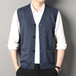 Men’s Knitted V-Neck Button-Up Sweater Vest Cardigan with Pockets