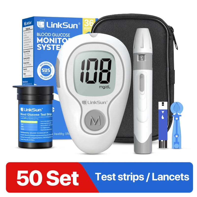 LinkSun Blood Glucose Monitor Kit with Test Strips & Lancing Device