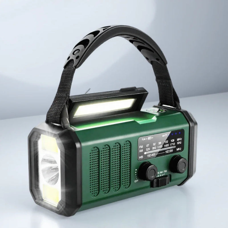 STONEGO Solar Hand Crank Emergency Radio – AM/FM NOAA, USB-C Charging, LED Flashlight, SOS Alarm & Compass