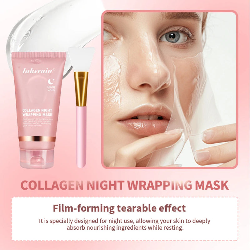Korean Collagen Overnight Wrapping Peel Off Facial Mask Moisturizing Hydrating Brightening Skin Care Mask