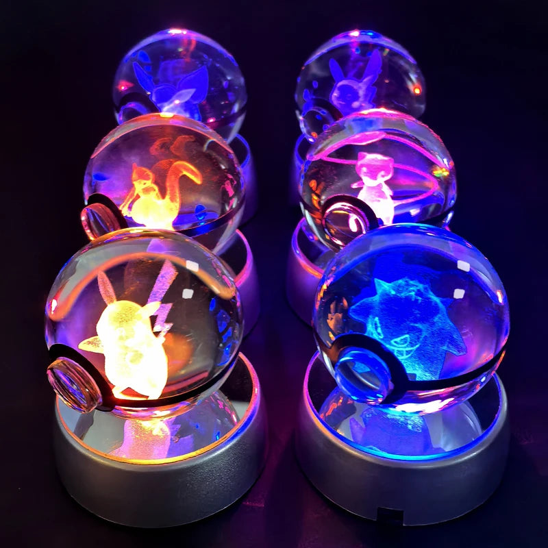 3D Pokémon Crystal Ball 5cm with Multicolor LED Base