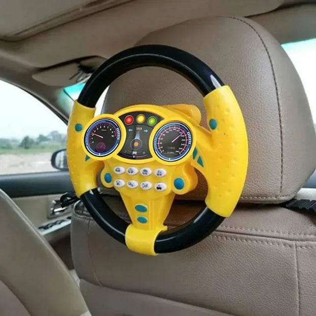 Infant Simulation Steering Wheel Toy with Light Sound Effects Kids Early Education Driving Toy for Stroller Car Play