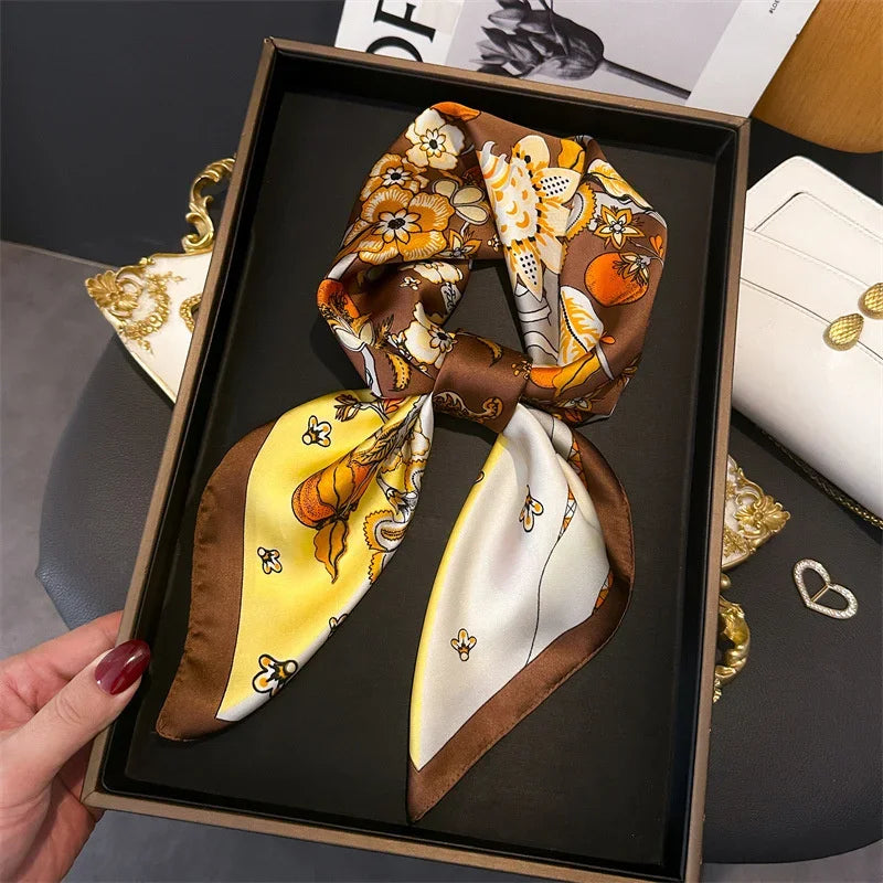 Women’s Luxury Print Neckerchief Scarf for Hair Neck and Handbag