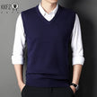 Men's Solid Color V-Neck Knitted Vest – Casual Sleeveless Sweater Top