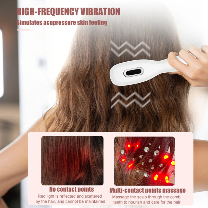 Electric Hair Growth Comb Oil Applicator with Red & Blue LED, Vibration Scalp Massage Brush