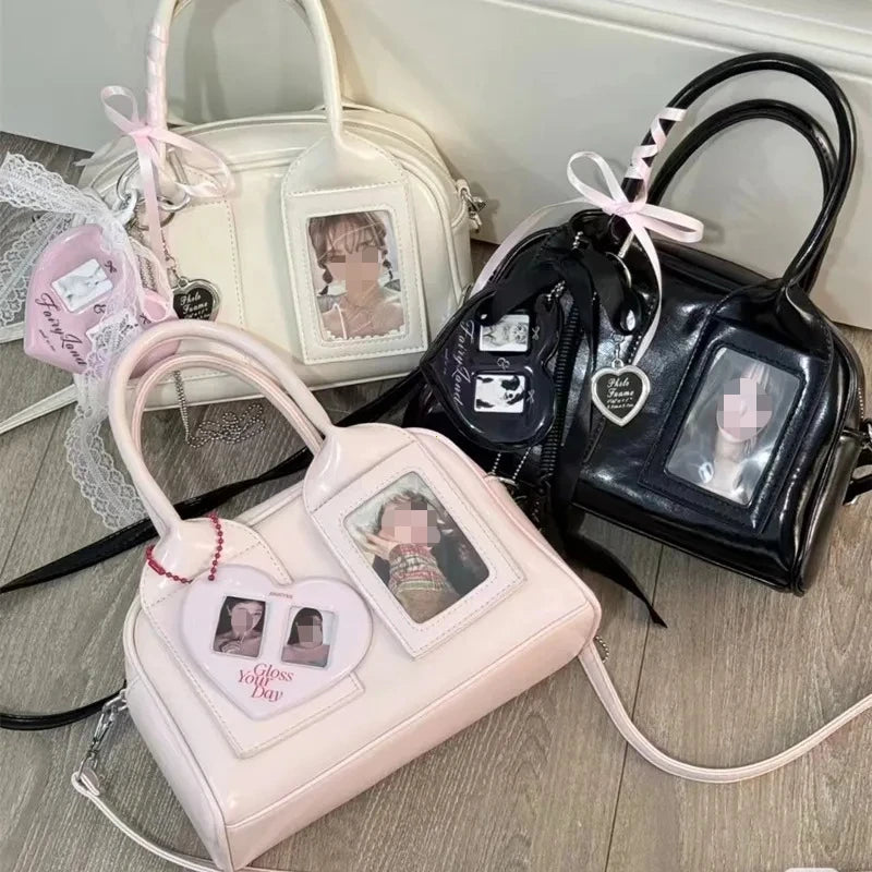Women’s Transparent Display Window Crossbody Handbag with Top Handles