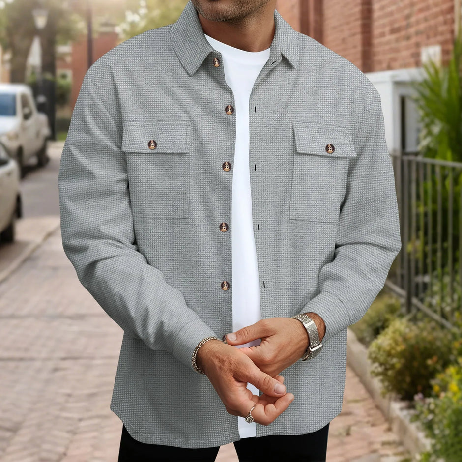 Button Front Shirt Jacket with Chest Pockets