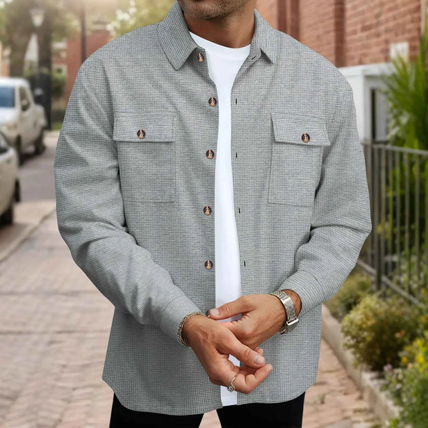 Button Front Shirt Jacket with Chest Pockets