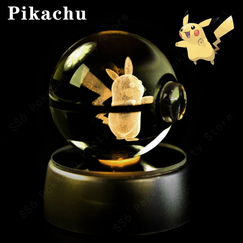 Pokémon 3D Crystal Ball LED Night Light with Color-Changing Base