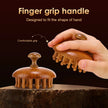 Wooden Body Massage Brush with 28 and 33 Rounded Comb Teeth, Finger Grip Handle & Hand Strap