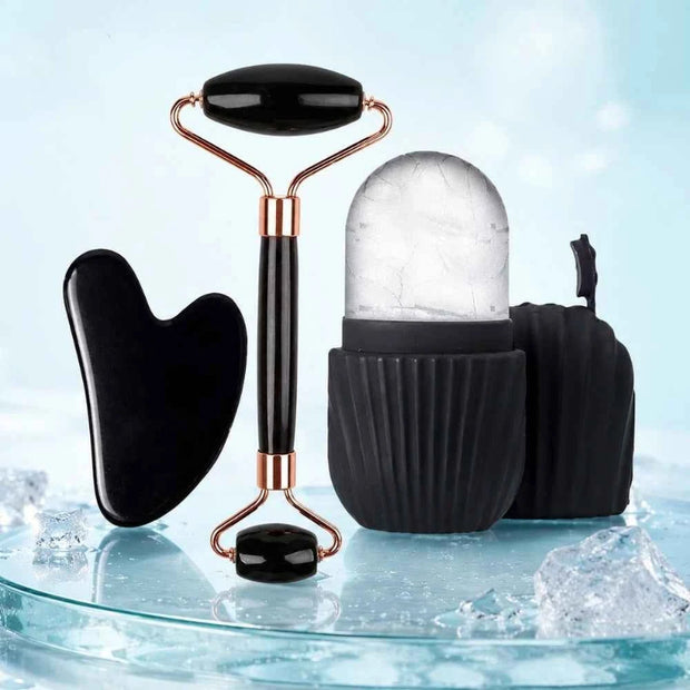 Facial Roller Gua Sha Set Stainless Steel Scraping Board Silicone Ice Face Roller Mold Skin Care Massage Face Skin Care Tools