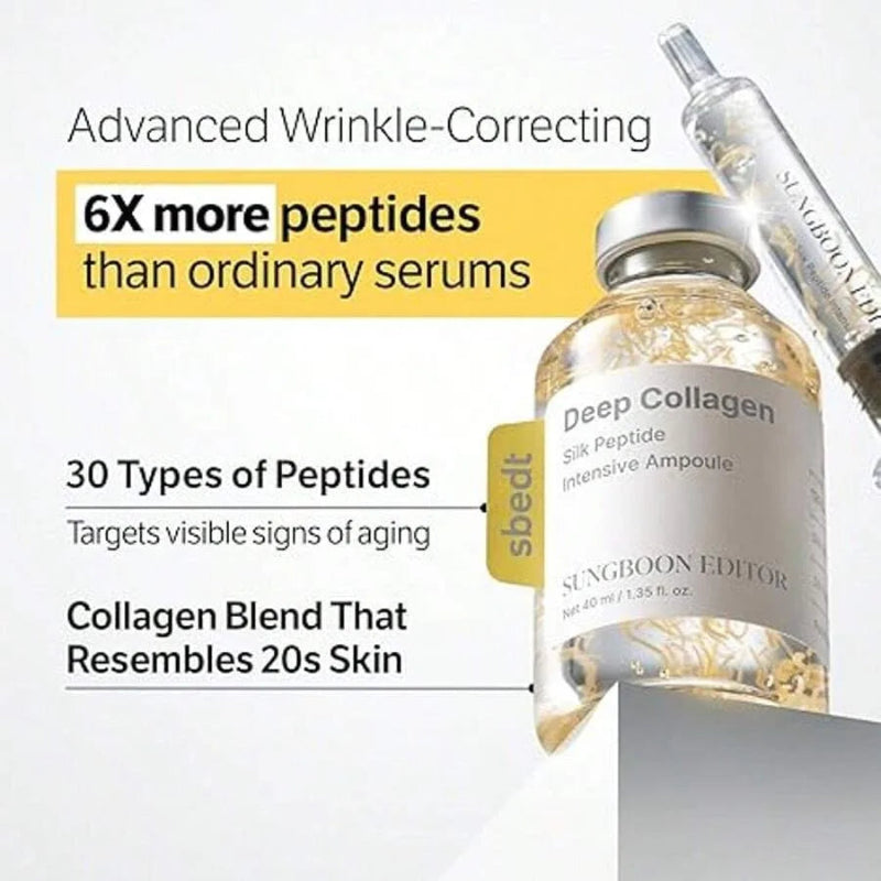 KOEC Silk Peptide Intensive Lifting Ampoule – Collagen Facial Serum with 30-Peptide Complex and Precision Applicator