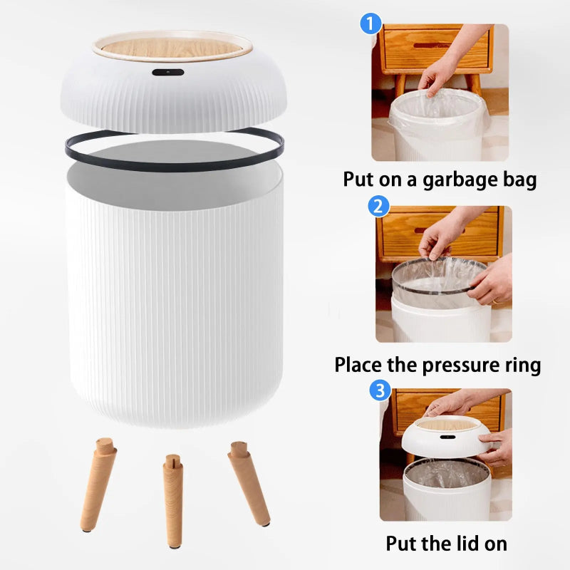 Automatic Smart Trash Can with Lid – Small Plastic Motion Sensor Waste Bin for Bedroom, Bathroom & Kitchen