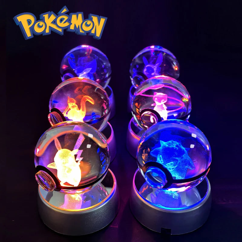 Pokémon 3D Crystal Ball LED Night Light with Color-Changing Base