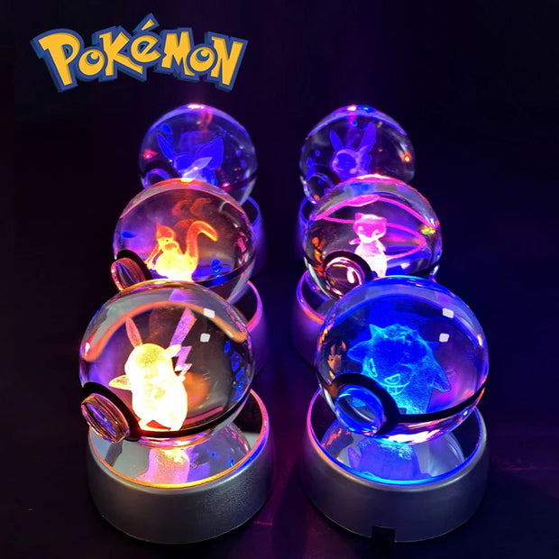 Pokémon 3D Crystal Ball Night Light with Color-Changing LED Base