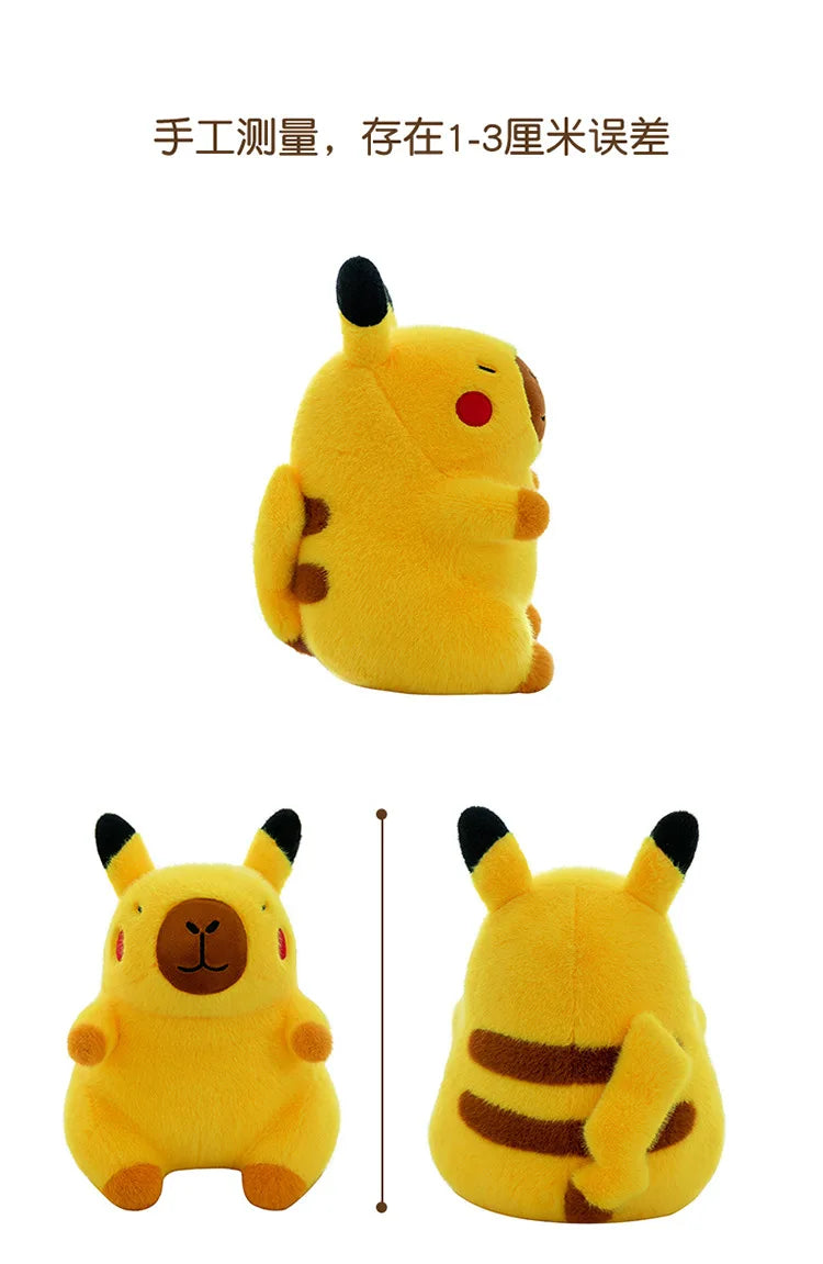 Pikachu Capybara Plush Toy – Yellow Soft Stuffed Pillow, 30, 38 & 50 cm