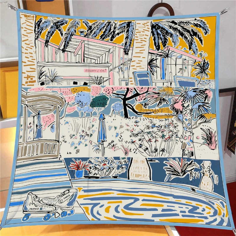 Set of 8 Silk Scarves – Colorful Artistic Prints for Women