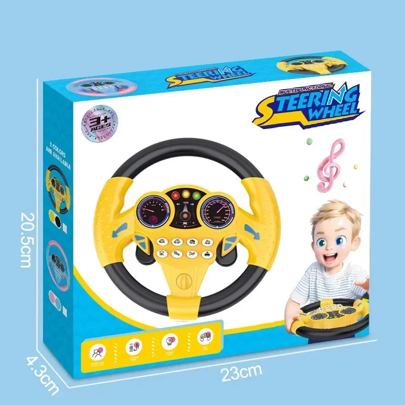 Infant Simulation Steering Wheel Toy with Light Sound Effects Kids Early Education Driving Toy for Stroller Car Play