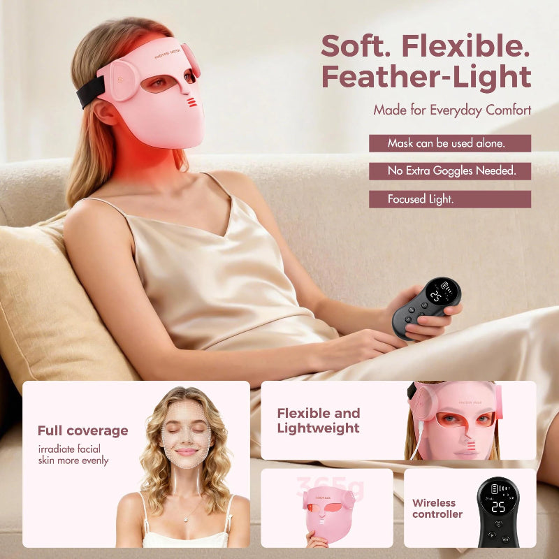 Portable Silicone LED Face Mask – 8 Color LED Red Light & Near Infrared Therapy Facial Mask for Home Skincare