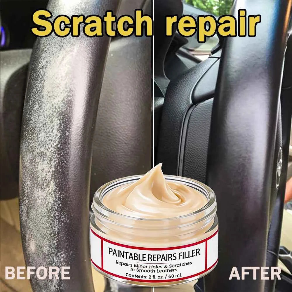 Paintable Leather Repair Filler Paste – Multi-Purpose Scratch Repair Cream for Car Interiors & Home Leather Care
