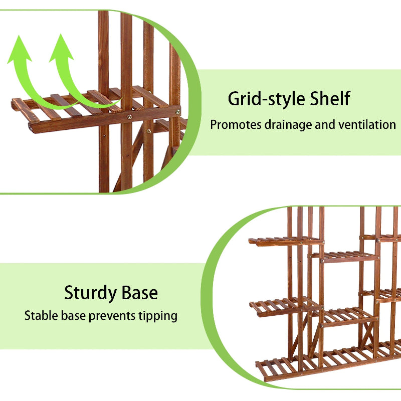 Wooden Plant Shelf Multi Tier Flower Pot Stand Indoor Outdoor Garden Display Rack