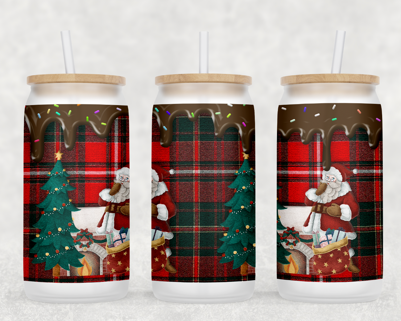 Chocolate Santa Glass Tumbler
