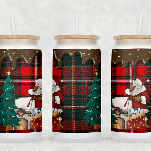 Chocolate Santa Glass Tumbler